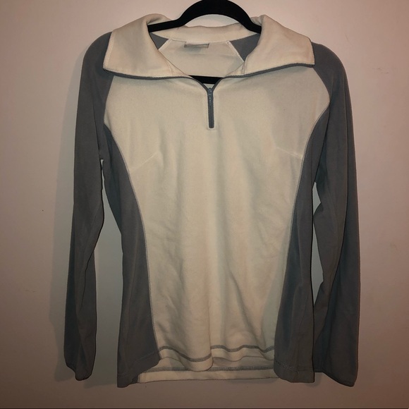 BLUE & WHITE HALF ZIP COLUMBIA FLEECE - Picture 1 of 4